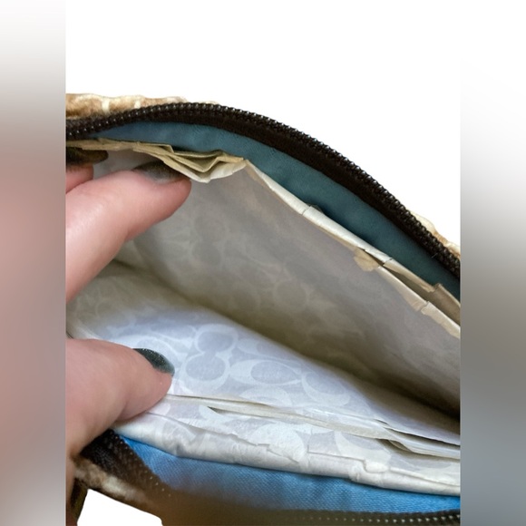 Coach Houndstooth New Wallet Bag Wristlet Brown Cream - Picture 5 of 9